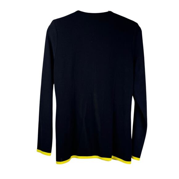 Exclusively Misook Black Knit Yellow Trim Covered Zipper Layering Jacket Blazer - Picture 6 of 11